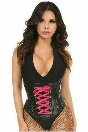 Daisy Corsets Lavish Wet Look Faux Leather Lace-Up Under Bust Corset - Daisy Corsets