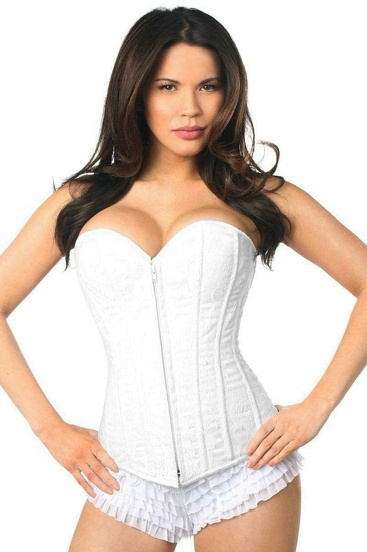 Daisy Corsets Lavish White Lace Overbust Corset w/Zipper - Daisy Corsets