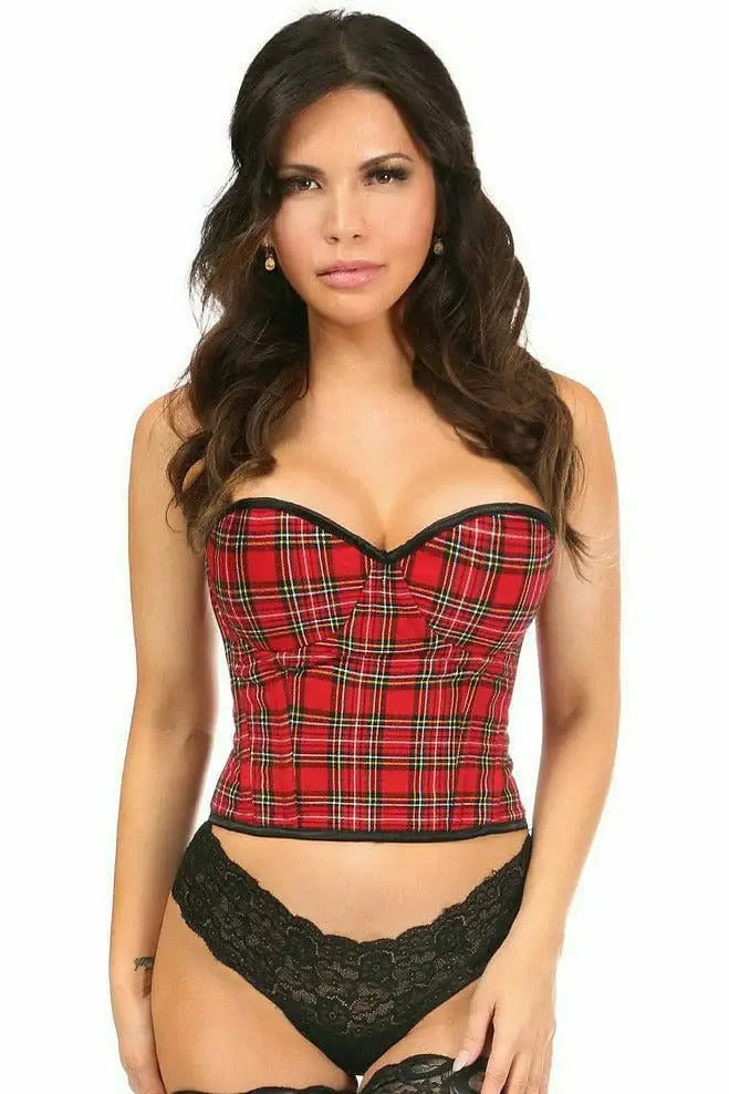 Daisy Corsets Lavish Red Plaid Underwire Bustier - Daisy Corsets - Flyclothing LLC