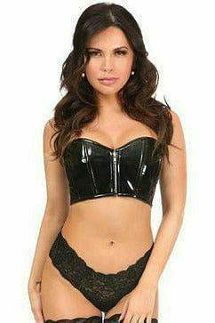 Lavish Black Patent Short Bustier Top - Daisy Corsets - Flyclothing LLC