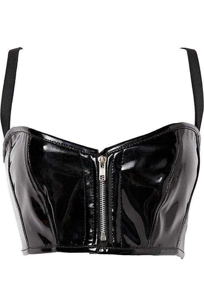 Lavish Black Patent Short Bustier Top - Daisy Corsets - Flyclothing LLC