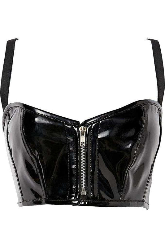 Lavish Black Patent Short Bustier Top - Daisy Corsets - Flyclothing LLC