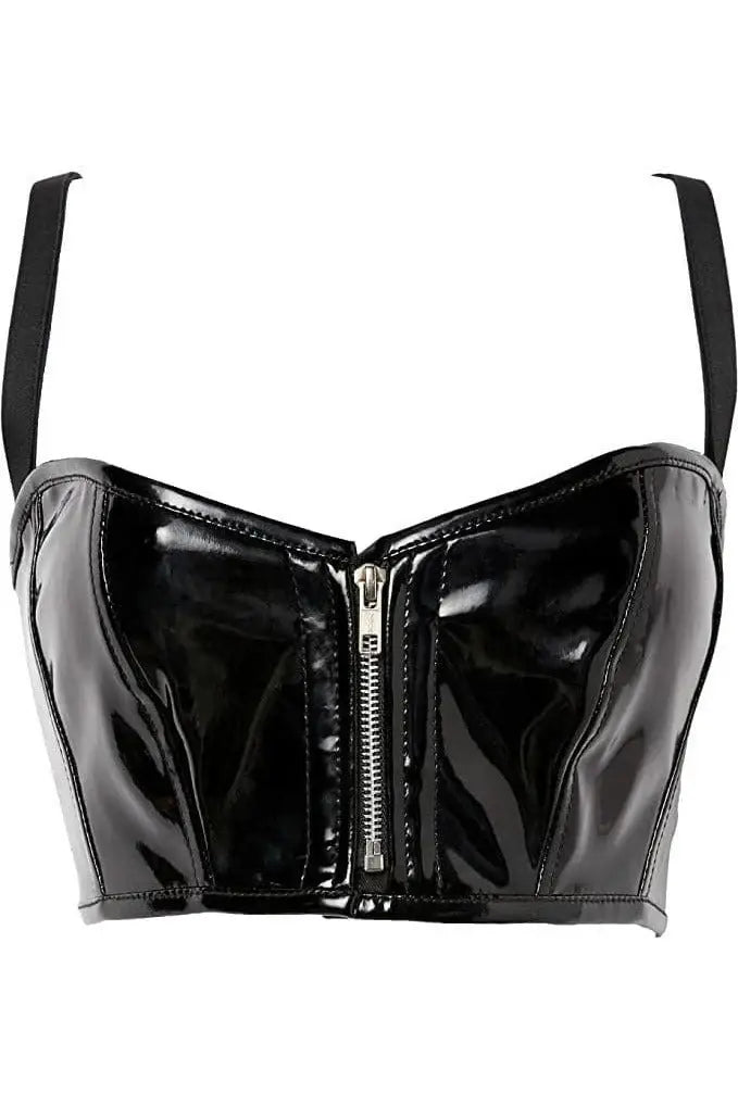 Daisy Corsets Lavish Black Patent Short Bustier Top - Daisy Corsets - Flyclothing LLC