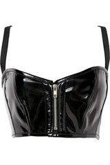 Daisy Corsets Lavish Black Patent Short Bustier Top - Daisy Corsets - Flyclothing LLC