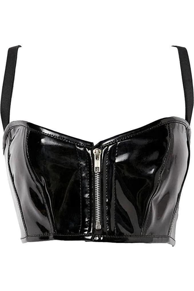 Daisy Corsets Lavish Black Patent Short Bustier Top - Daisy Corsets