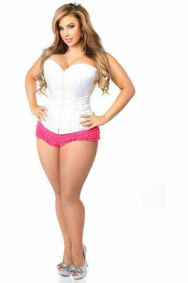 Daisy Corsets Lavish White Sweetheart Front Zipper Corset - Daisy Corsets - Flyclothing LLC