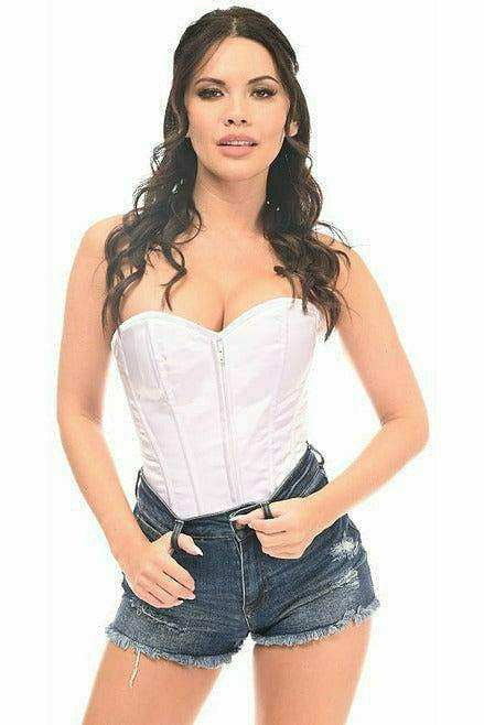 Daisy Corsets Lavish White Sweetheart Front Zipper Corset - Daisy Corsets - Flyclothing LLC