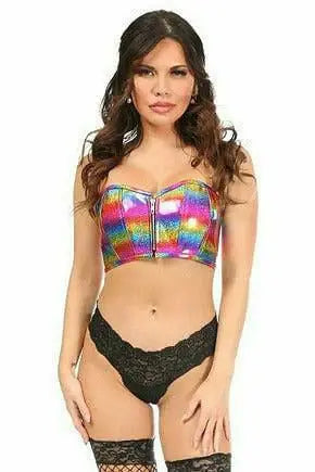 Daisy Corsets Lavish Rainbow Glitter Short Bustier Top - Daisy Corsets - Flyclothing LLC