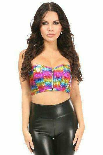 Daisy Corsets Lavish Rainbow Glitter Short Bustier Top - Daisy Corsets - Flyclothing LLC