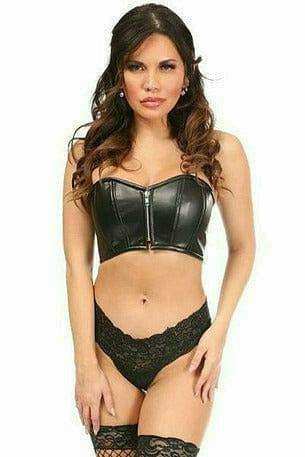 Daisy Corsets Lavish Black Faux Leather Short Bustier Top - Daisy Corsets - Flyclothing LLC