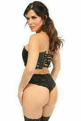 Daisy Corsets Lavish Black Faux Leather Short Bustier Top - Daisy Corsets - Flyclothing LLC