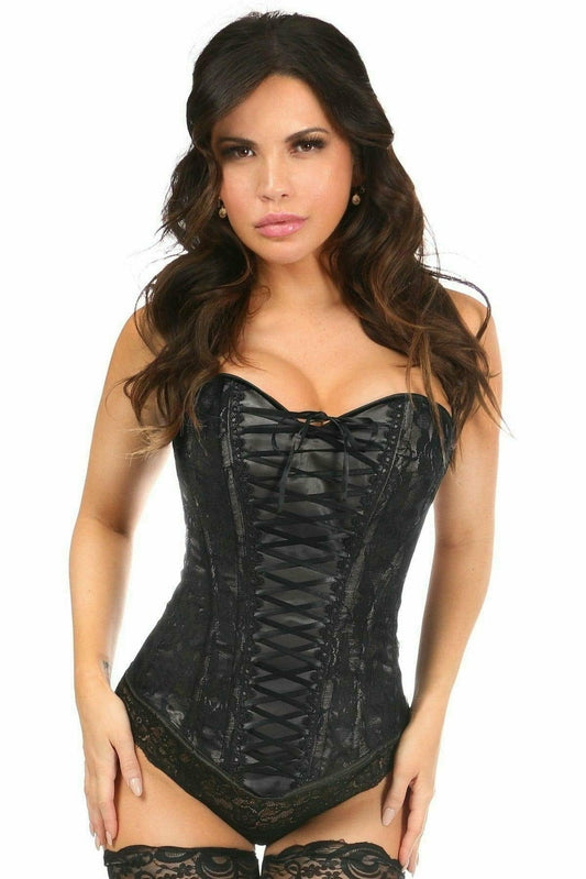 Daisy Corsets Lavish Black Lace-Up Overbust Corset w/Black Lace - Daisy Corsets