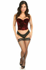 Daisy Corsets Lavish Dark Red Crushed Velvet Underwire Bustier - Daisy Corsets - Flyclothing LLC