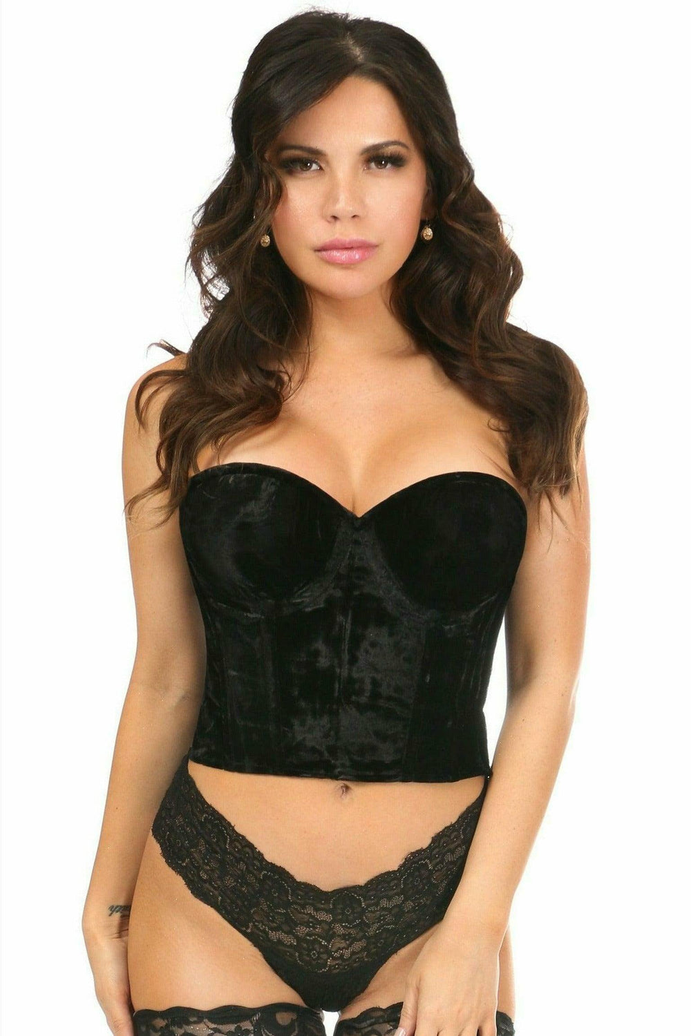 Daisy Corsets Lavish Black Velvet Underwire Bustier - Daisy Corsets
