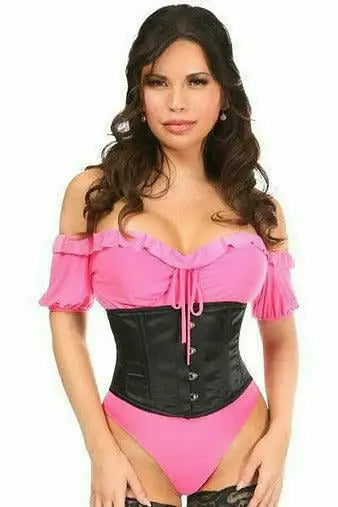 Daisy Corsets Lavish Black Satin Mini Cincher - Daisy Corsets - Flyclothing LLC