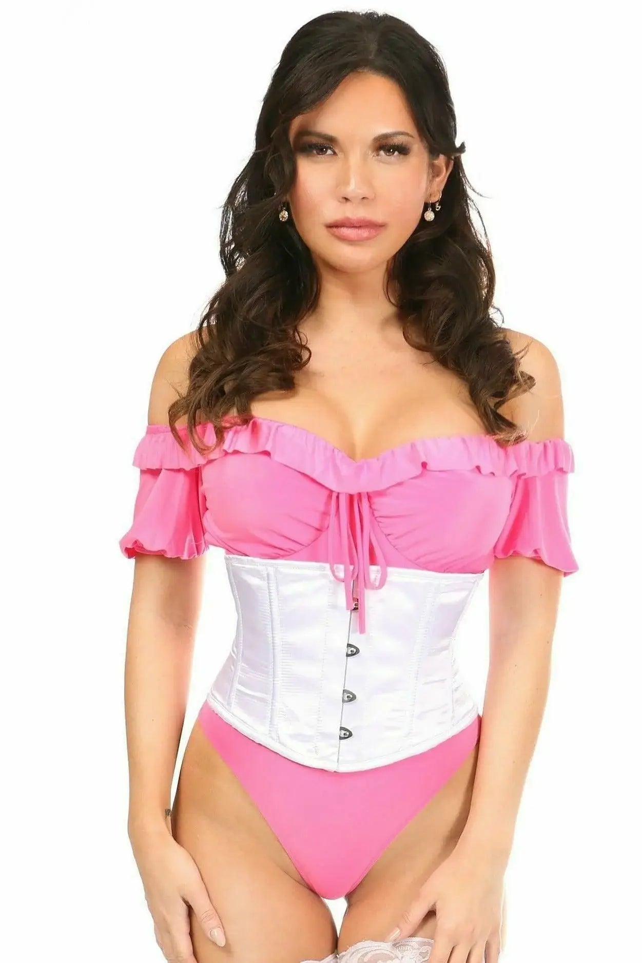 Daisy Corsets Lavish White Satin Mini Cincher - Daisy Corsets - Flyclothing LLC