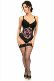 Daisy Corsets Lavish Pink w/Black Lace Overlay Mini Cincher - Daisy Corsets