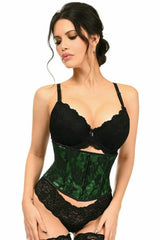 Daisy Corsets Lavish Green w/Black Lace Overlay Mini Cincher - Daisy Corsets - Flyclothing LLC