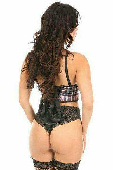 Daisy Corsets Lavish Pink Plaid Underwire Short Bustier - Daisy Corsets - Flyclothing LLC