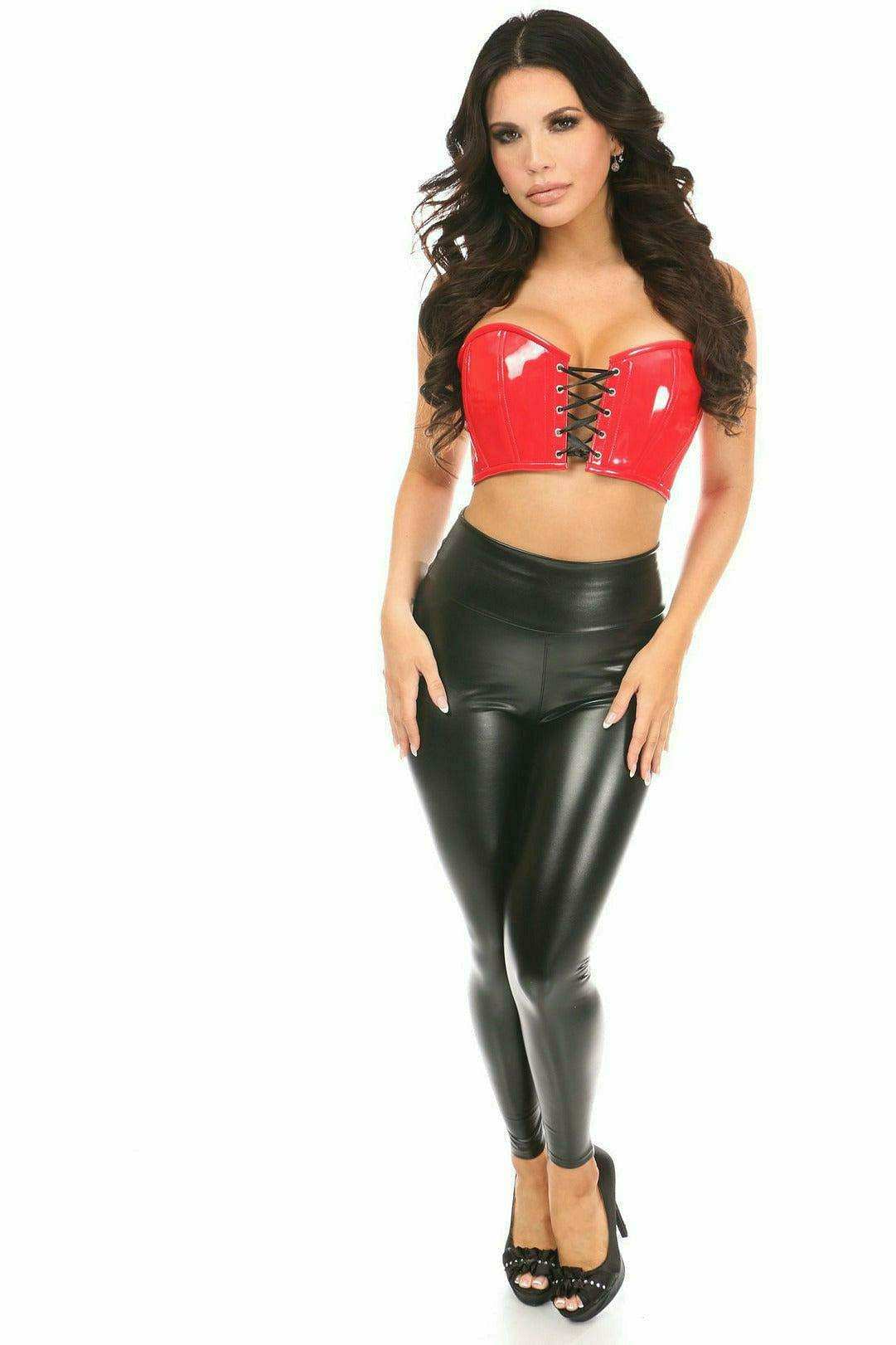 Daisy Corsets Lavish Red Patent Lace-Up Short Bustier Top - Daisy Corsets - Flyclothing LLC