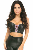 Daisy Corsets Lavish Black/Lavender Faux Leather Lace-Up Short Bustier Top - Daisy Corsets