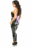 Daisy Corsets Lavish Black/Lavender Faux Leather Lace-Up Short Bustier Top - Daisy Corsets