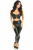 Daisy Corsets Lavish Black Faux Leather Lace-Up Short Bustier Top - Daisy Corsets