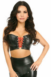 Daisy Corsets Lavish Black/Red Faux Leather Lace-Up Short Bustier Top - Daisy Corsets