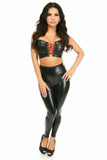 Daisy Corsets Lavish Black/Red Faux Leather Lace-Up Short Bustier Top - Daisy Corsets