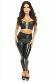 Daisy Corsets Lavish Black/Neon Green Faux Leather Lace-Up Short Bustier Top - Daisy Corsets