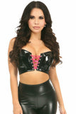 Daisy Corsets Lavish Black/Hot Pink Patent Lace-Up Short Bustier Top - Daisy Corsets