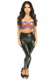 Daisy Corsets Lavish Rainbow PVC Glitter Lace-Up Short Bustier Top - Daisy Corsets