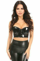 Daisy Corsets Lavish Black Patent PVC Underwire Short Bustier - Daisy Corsets - Flyclothing LLC