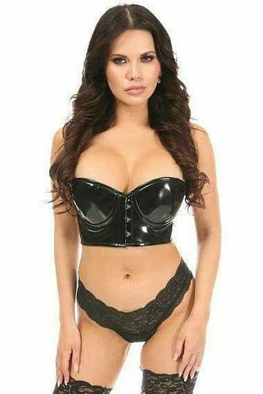 Daisy Corsets Lavish Black Patent PVC Underwire Short Bustier - Daisy Corsets