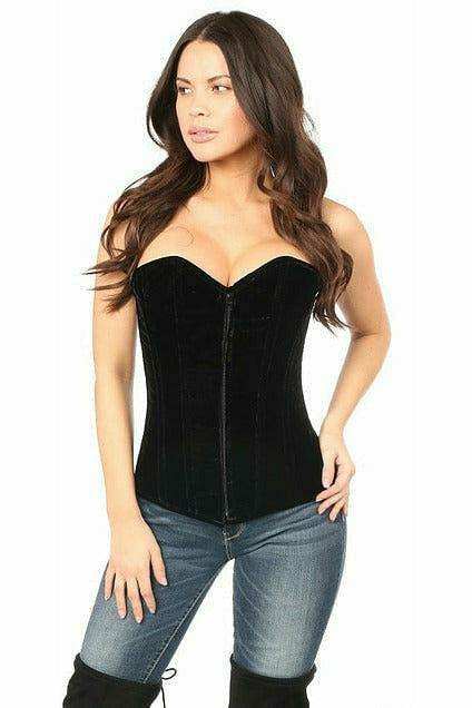 Daisy Corsets Lavish Black Velvet Overbust Corset - Daisy Corsets - Flyclothing LLC