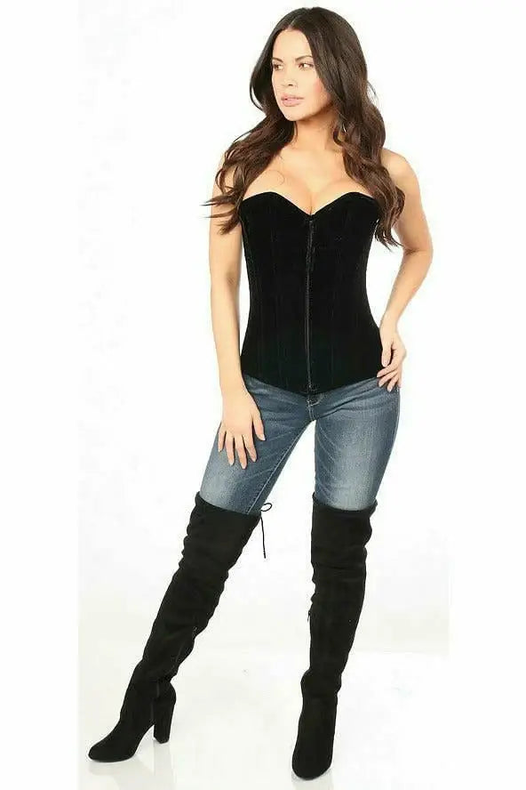 Daisy Corsets Lavish Black Velvet Overbust Corset - Daisy Corsets - Flyclothing LLC