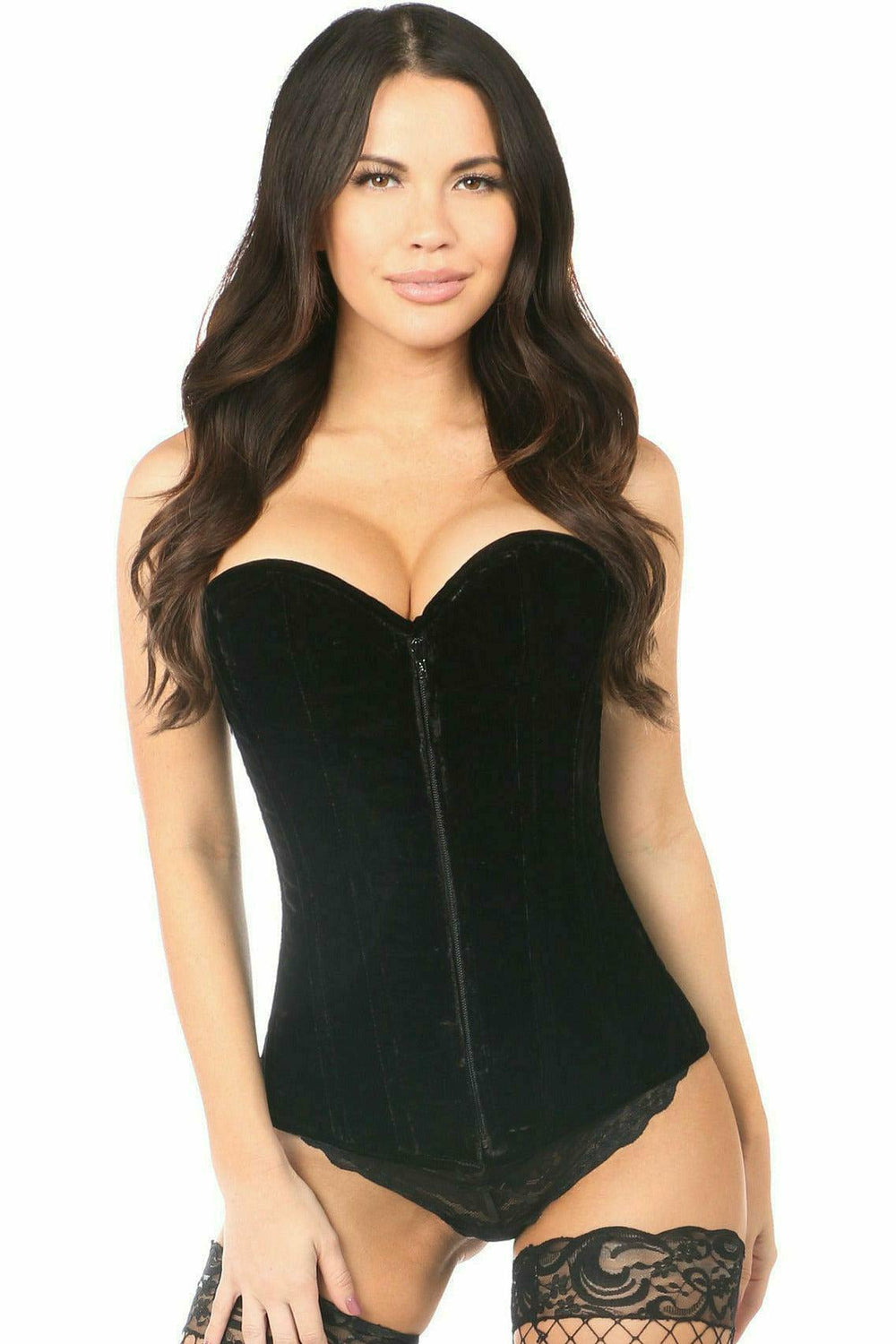 Daisy Corsets Lavish Black Velvet Overbust Corset - Daisy Corsets