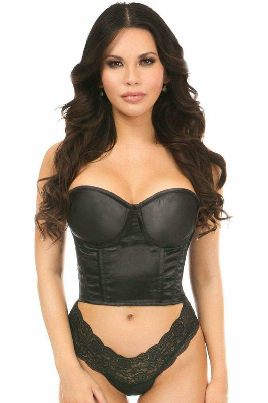 Daisy Corsets Lavish Black Satin Underwire Bustier - Daisy Corsets - Flyclothing LLC