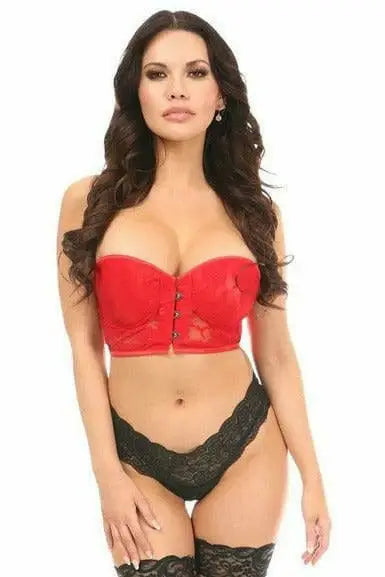 Daisy Corsets Lavish Red Lace Underwire Short Bustier - Daisy Corsets - Flyclothing LLC
