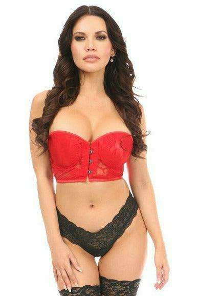 Daisy Corsets Lavish Red Lace Underwire Short Bustier - Daisy Corsets - Flyclothing LLC