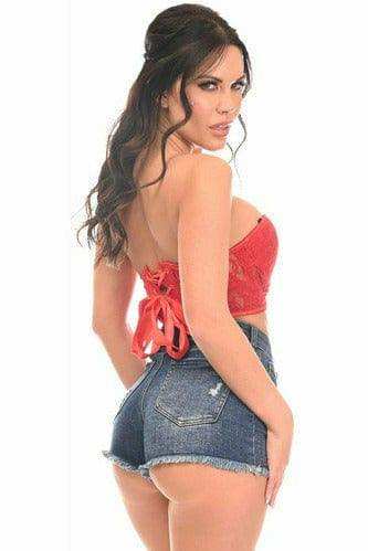 Daisy Corsets Lavish Red Lace Underwire Short Bustier - Daisy Corsets - Flyclothing LLC