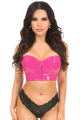 Daisy Corsets Lavish Hot Pink Patent PVC Underwire Short Bustier - Daisy Corsets - Flyclothing LLC