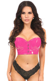 Daisy Corsets Lavish Hot Pink Patent PVC Underwire Short Bustier - Daisy Corsets