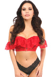 Daisy Corsets Lavish Red Sheer Lace Off-The-Shoulder Underwire Short Bustier - Daisy Corsets