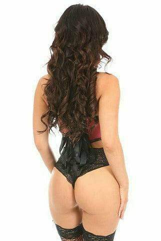 Daisy Corsets Lavish Hot Pink Fishnet & Faux Leather Lace-Up Short Bustier Top - Daisy Corsets - Flyclothing LLC