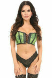 Daisy Corsets Lavish Neon Green Fishnet & Faux Leather Lace-Up Short Bustier Top - Daisy Corsets