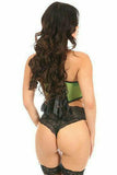 Daisy Corsets Lavish Neon Green Fishnet & Faux Leather Lace-Up Short Bustier Top - Daisy Corsets
