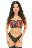 Daisy Corsets Lavish Red Fishnet & Faux Leather Lace-Up Short Bustier Top - Daisy Corsets