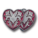 Western Double Heart Enameled Belt Buckle - Siskiyou Buckle