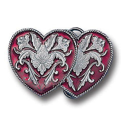 Western Double Heart Enameled Belt Buckle - Flyclothing LLC